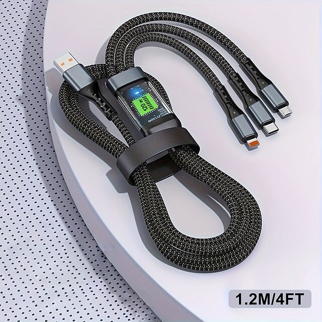 3in1 100W Fast Charging Cable Smart Super Fast Charging Support Multi