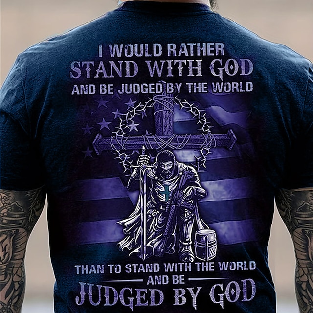  Bărbați Grafic Σταυρός Credinţă Steag Național Tricou Tricouri creștine Manșon scurt Tricou Tipărire 3D Stil Nautic Cămașă Epocă Modă Designer În aer liber Zilnic Sport Galben Verde Deschis Albastru