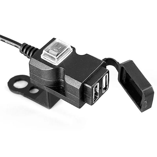  universal dobbel usb port 12v vanntett motorsykkel motorsykkel styrelader 5v 1a/2.1a adapter strømadapter for mobiltelefon