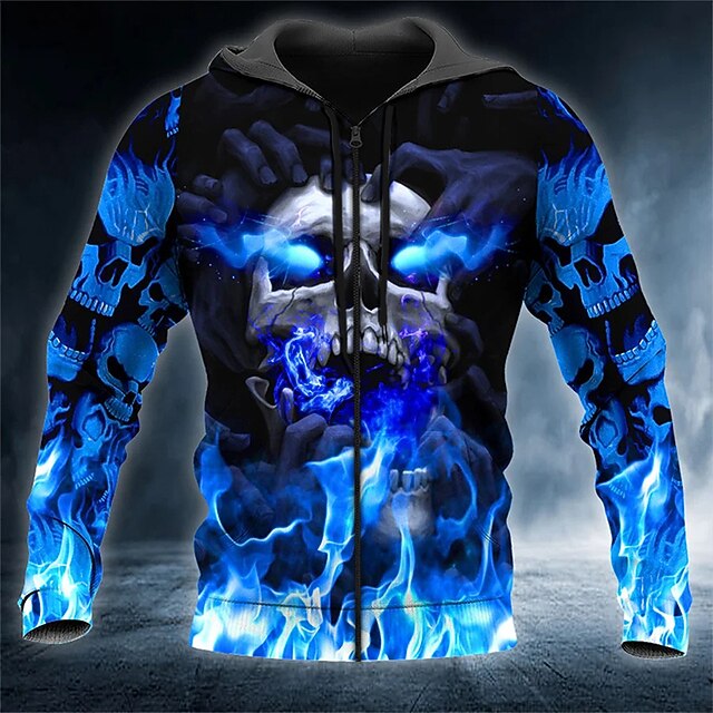 Men's Skull Novelty Skulls Hoodie Hoodies Sweatshirt Fashion Cool Long Sleeve Hooded Vacation Halloween Holiday Black Red Print Spring &  Fall Designer4