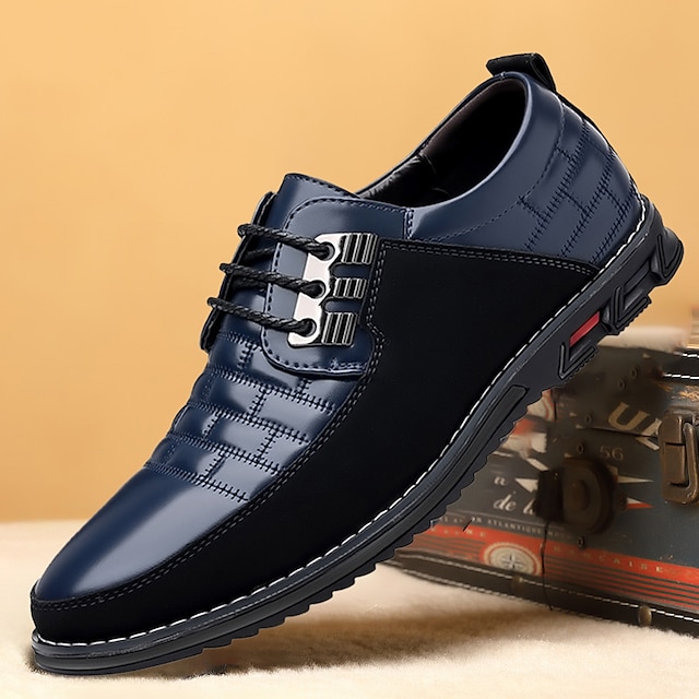 Voor heren Oxfords Derby-schoenen Retro Wandelen Casual Dagelijks Leer Comfortabel Korte laarsjes / Enkellaarsjes Leegloper Zwart Wit Blauw Lente Herfst