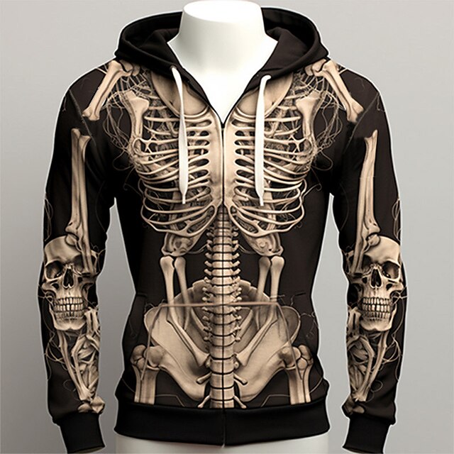  Men's Color Block Graphic Prints Hoodie Hoodies Sweatshirt Zip Hoodie Long Sleeve Hooded Sweatshirt Hooded Classic 3D Print Vacation Holiday Streetwear Light Brown Brown Pocket Print Spring &  Fall