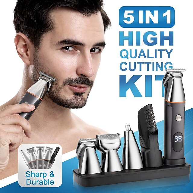  ערכת קוצץ שיער עמיד למים גילוח חשמלי מכונת גילוח לגברים סכין גילוח לגברים ביתי קוצץ שיער רב תכליתי סט קוצץ שיער זקן חשמלי