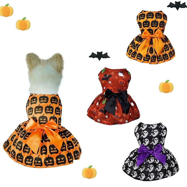  Pet Clothing Halloween Pet Supplies Dog Clothing Pumpkin Skirt Pet dog Costume Bat Skirt Holiday bat straddle