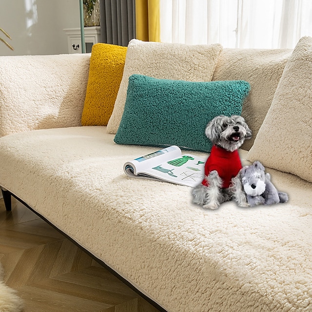  Lamb aksamitna sofa narzuta na sofę pokrycie siedzenia pokrowce na kanapę, ochraniacz na meble antypoślizgowe pokrowce na kanapę dla psów koty dzieci (sprzedawane na sztuki/nie wszystkie zestawy)