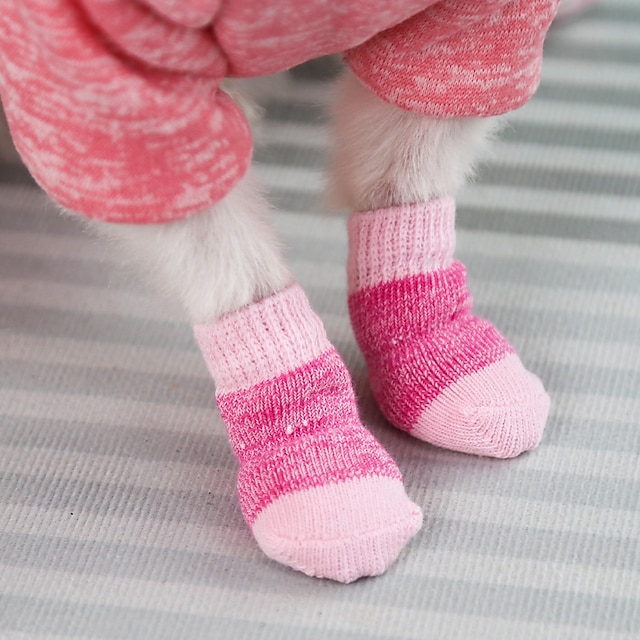  Теплые эластичные носки для домашних животных на осень и зиму, аксессуары для обуви Teddy Fadou Bomei