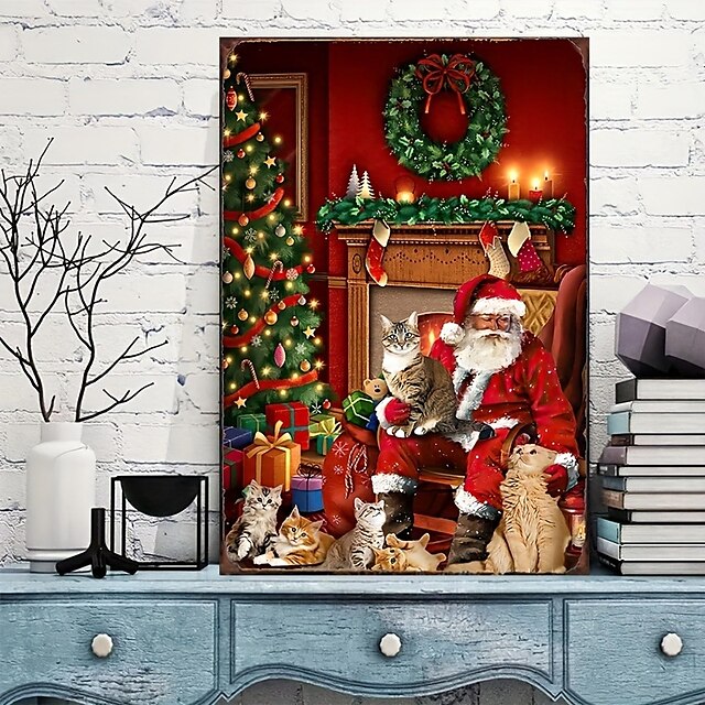 Christmas Wall Art Canvas Santa Presents Cats Prints and Posters ...