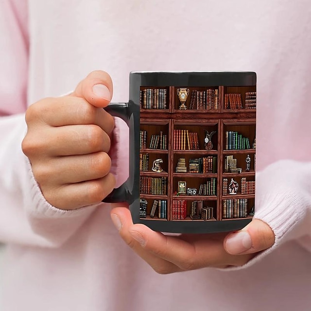  1 stk, biblioteks bogreol krus, bog elskere kaffe krus, bibliotekar krus, bog kaffe krus, bog kaffe kopper, bog klub kop, bogorm krus gaver, til læsere, boglige gaver til bog elskere 350ml
