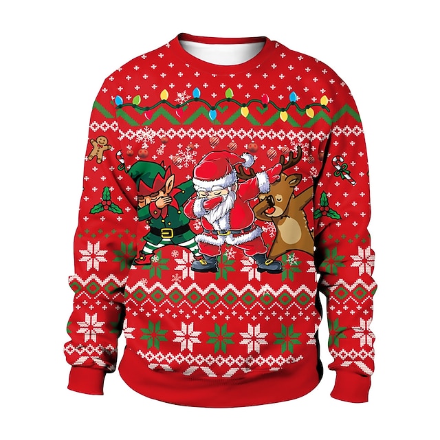  Navidad Sudadera Pullover Sudadera navideña divertida Impresión 3D Estampado 3D Gráfico Para Pareja Hombre Mujer Adulto Navidad Carnaval Mascarada Impresión 3D Fiesta