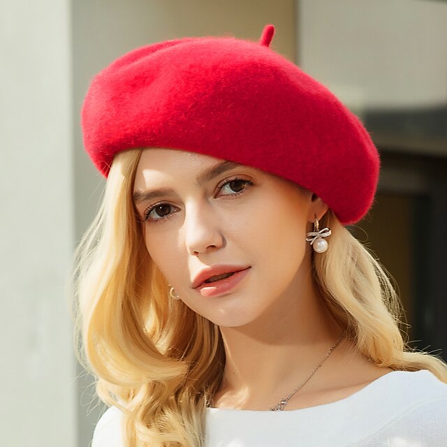  Hats Wool Beret Hat Wedding Casual Horse Race Classic Lady Wedding With Pure Color Headpiece Headwear