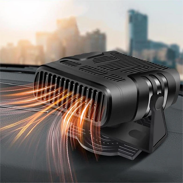2 IN 1 Car Heater 12V/24V Electric Cooling Heating Fan Portable Electric Dryer Windshield Demister Defroster Fan Car Ornaments 18