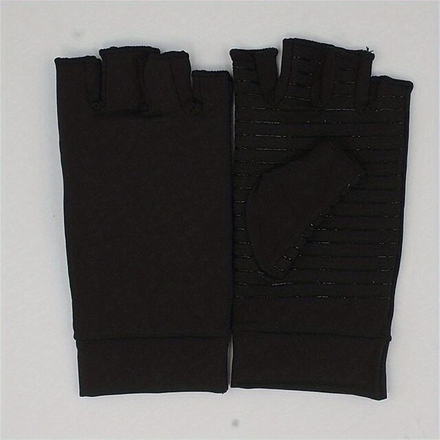  1 Pair Compression Arthritis Gloves, Copper Half Finger Compression Gloves Pain Relief Care Gloves