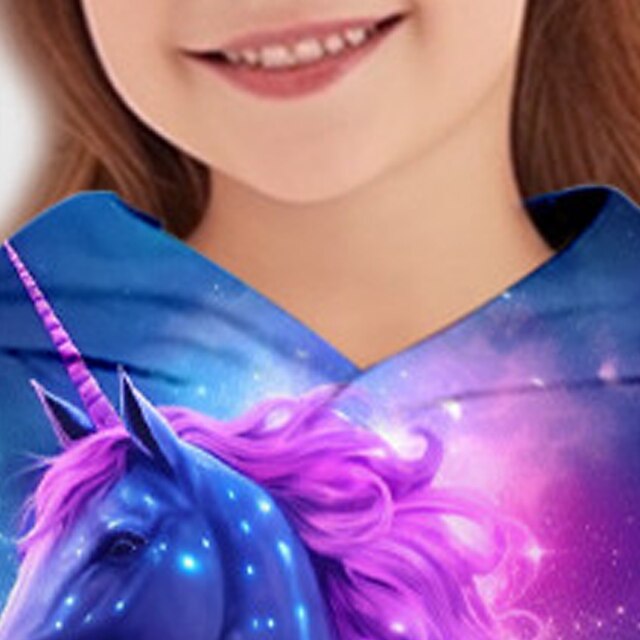 Autumn and Spring Arrival Unicorn Cartoon and Dots Pattern Long Sleeves Dress for Stylish Girls main image 1