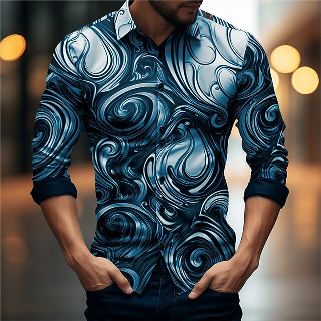 Optical Illusion Line Vintage Abstract Men's Shirt Outdoor Street ...