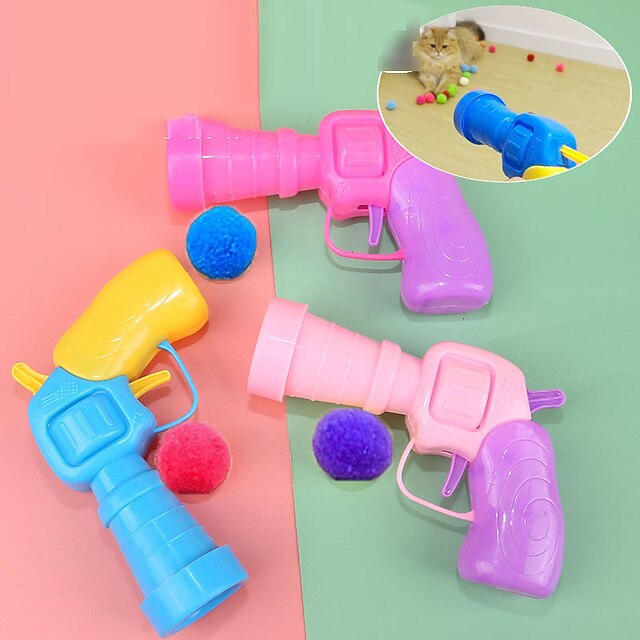 Cat Plush Ball Shooting Gun Relieving Depression Self Hi Silent Ball Cat Toy Plush Ball Micro
