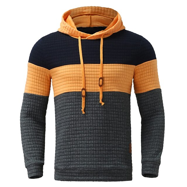 Herren Hoodie Mit Reißverschluss - Langarm Kapuzenpullover Farbblock Baumwolle