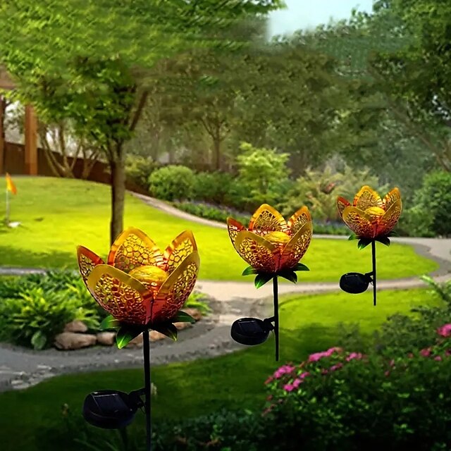  ηλιακή ενέργεια εξωτερικού χώρου σε σχήμα λουλουδιών φωτιστικά κήπου μεταλλικό σιδερένιο κούφιο προβολέα φωτιστικό αυλής για διακόσμηση κήπου σπιτιού φωτιστικά διακοπών 1x 2x