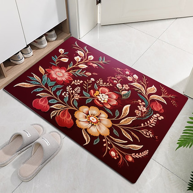  מחצלות פרחוניות צבעוניות שטיחים שטיחים רחיצים שטיחים למטבח שטיח עמיד בפני החלקה שמן מחליק מקורה חיצוני מחצלת עיצוב חדר שינה חדר רחצה שטיח כניסה שטיח