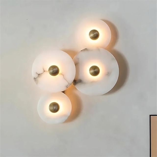  led væglampe marmor 15/20/25/30/35 cm cirkeldesign minimalistisk vægbeslag lysarmatur indendørs lys til stue soveværelse 110-240v