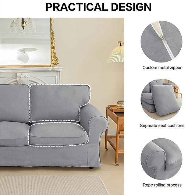 Ektorp 3 Seat Sofa Cover, Ektorp Couch Cover with 3 Cushion Cover and 3