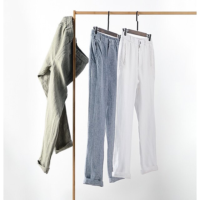 Pantalons Hommes Coton Lin Décontractés Taille Élastique - Pantalon Sport Été Plage