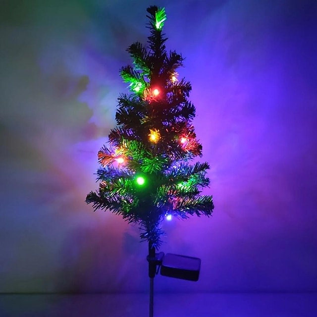  1pc New Solar Christmas Tree LED Light, Waterproof Light With Intelligent Control System For, Garden Halloween & Christmas Decorations, Outdoor LED Lights