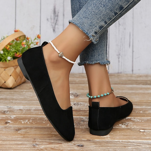 Women's Flats Suede Shoes Plus Size Daily Solid Color Flat Heel Round