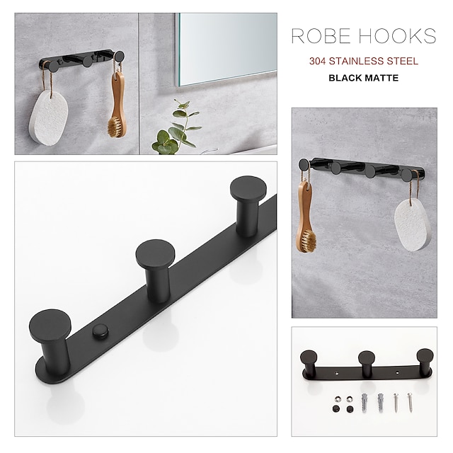  badeværelsesstativ morgenkåbekrog badeværelseshylde nyt design yndigt kreativt moderne moderne rustfrit stål kulstoffattigt stål metal 1 stk - vægmonteret badeværelse