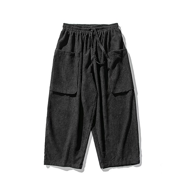 Men's Sweatpants Wide Leg Sweatpants Corduroy Pants Pocket Drawstring ...