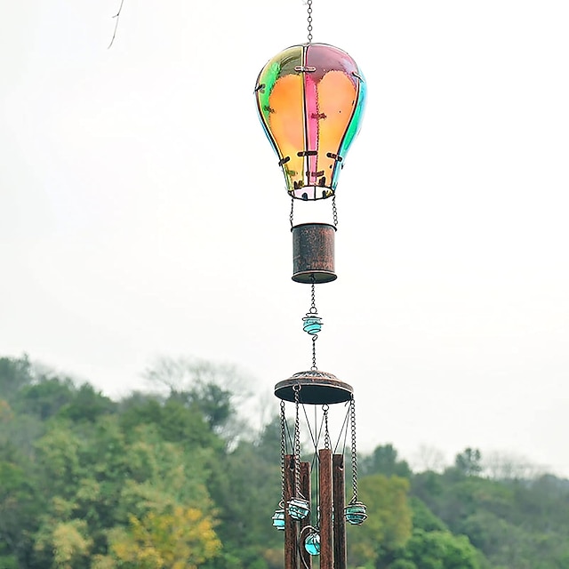  1 bucată fier solar în aer liber balon cu aer cald clopoțel eolian lumină sticlă goală peisaj iluminare curte, decorare grădină în aer liber, lumină de proiecție