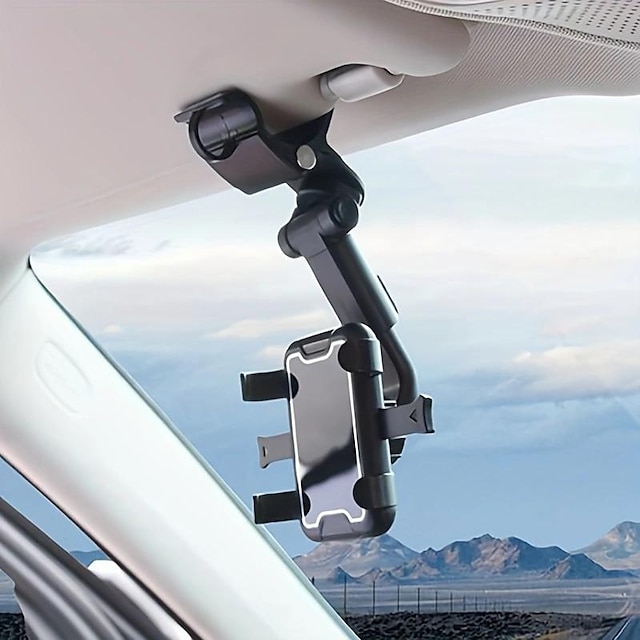  Multifunktionaler Rückspiegel-Handyhalter Auto-Sonnenblenden-Handyhalterung Gürtelschnalle drehbar Telefonhalter für Auto Kompatibel mit Alles Handy Handy-Zubehör