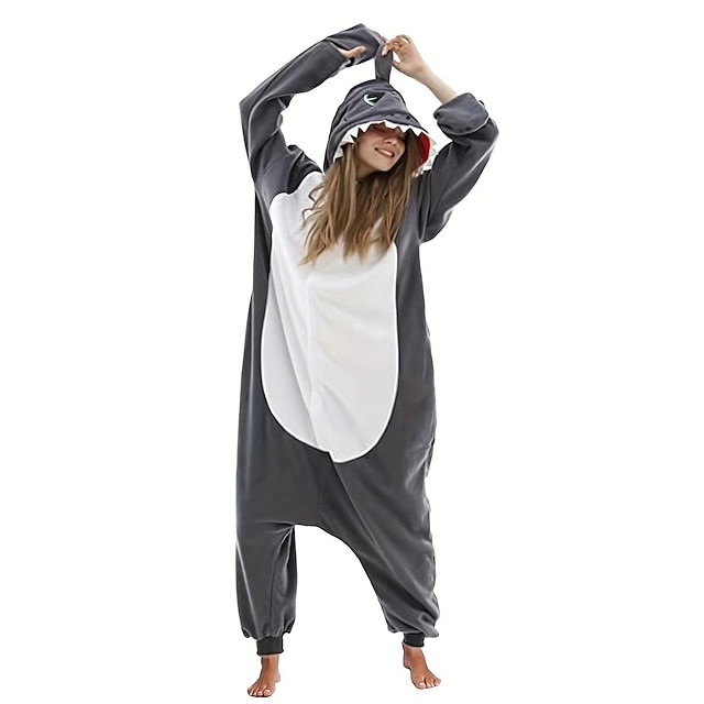  Erwachsene Kigurumi-Pyjamas Nachtwäsche Hai Tier Pyjamas-Einteiler Ein Stück Polyesterfaser Cosplay Für Herren Damen Maskerade Tiernachtwäsche Karikatur