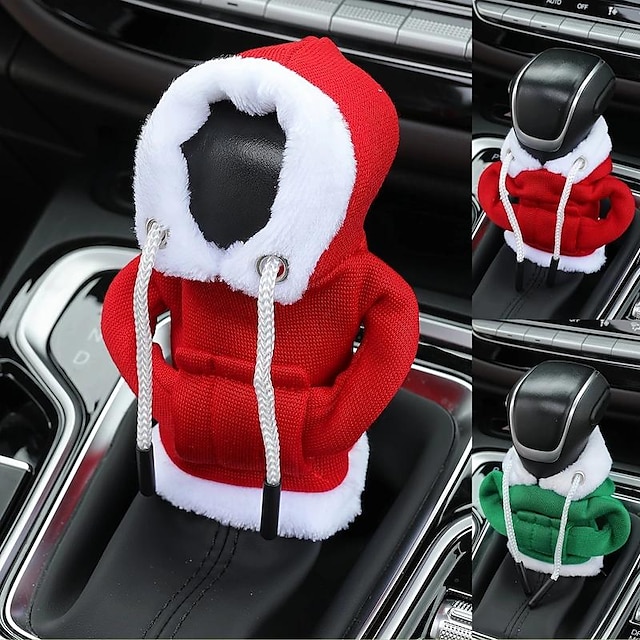  Kerstman auto versnellingspook cover hoodie modieuze mini hooded sweatshirt voor auto versnellingspookknop kerstcadeaus