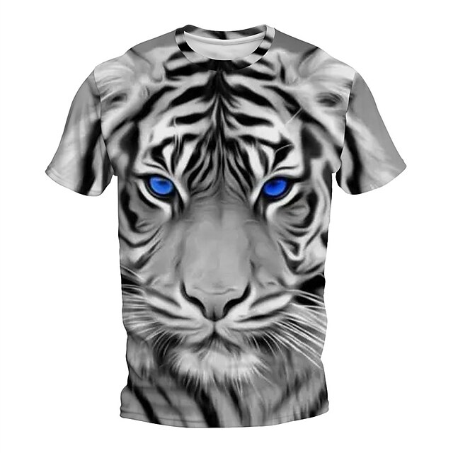 Men's Graphic Tiger T Shirt Short Sleeve T shirt 3D Print Crew Neck Shirt Daily Designer Retro Vintage Sports Outdoor Holiday Going out Brown Gray Spring & Summer Clothing Apparel S M L XL 2XL 3XL 4XL3