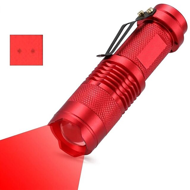 Alonefire SK68 Zoom Red Light Flashlight Mini Portable Belt Clip ...