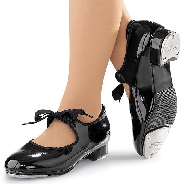  Pentru femei Pantofi de step Antrenament Profesional Pantofi de confort Călcâi Dantelă Toc Drept Vârf rotund Dantelat Pentru copii Adulți Negru