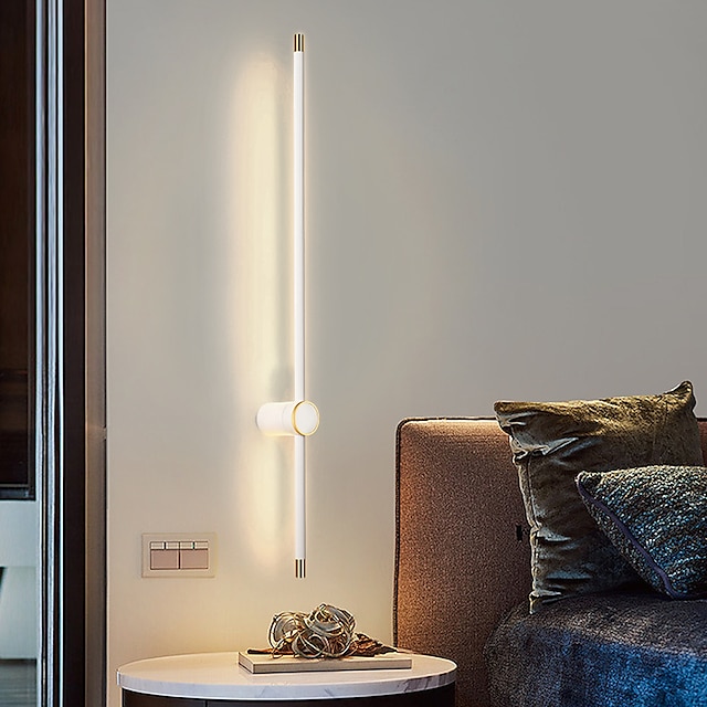  светодиодный настенный светильник в стиле минимализма, металлический коридорный светильник, прикроватная лампа 60/90/120 см, 3000 К, теплый белый настенный светильник, 110-240 В