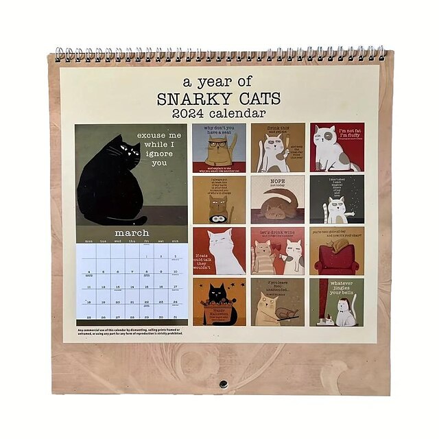 A Year Of Snarky Cats 2024 Wall Calendar Calendar Calendar 2024 Cat