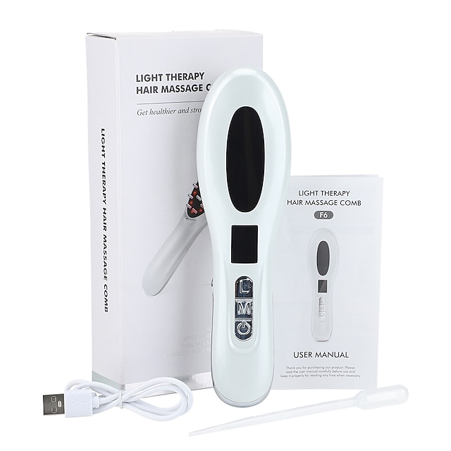  Elektrischer Massagekamm mit rotem und blauem Licht in das Kopfhautmassagegerät, Haarmedizinkamm
