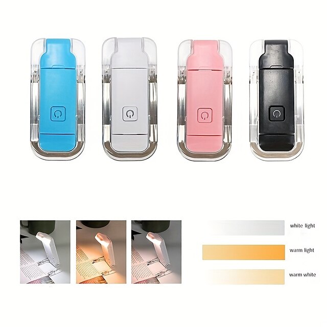  Lampe de lecture led rechargeable par usb, avec clip pour soins oculaires, pour lire au lit, marque-page portable