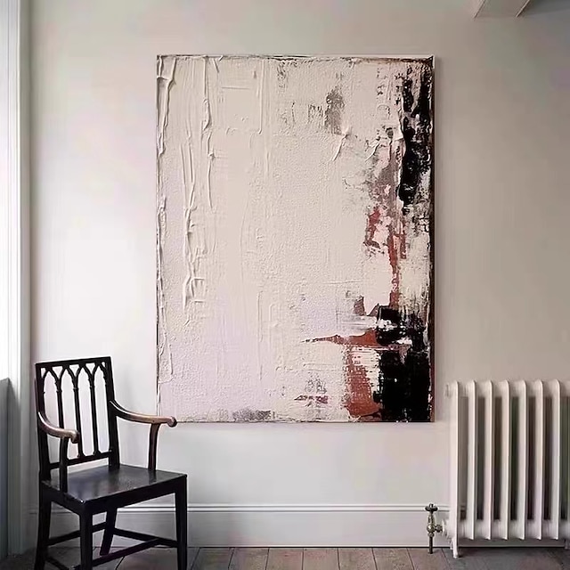  abstrakte minimalistiske malerier på lerret hvit svart maleri original teksturert kunst akrylmaleri for stue veggdekor strukket ramme klar til å henge