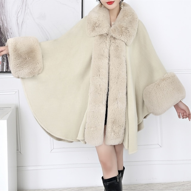  Faux Fur Wraps Shawls Women's Wrap Elegant Keep Warm Long Sleeve Faux Fur Wedding Wraps With Pure Color For Wedding Fall & Winter