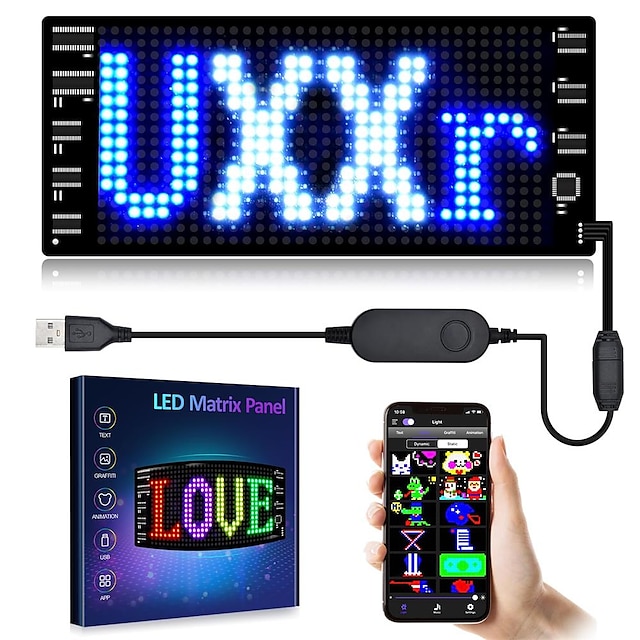  1PC Car Badge Rolling LED Badge USB Car LED Advertising Screen Bluetooth Full Color Electronic Soft Screen