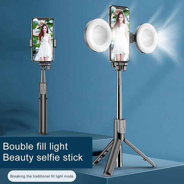  Palo para selfies con Bluetooth 6 en 1, trípode/palo para selfies, soporte para trípode/palo para selfies de aluminio expandible, giro 270 para iPhone, Samsung y teléfonos inteligentes