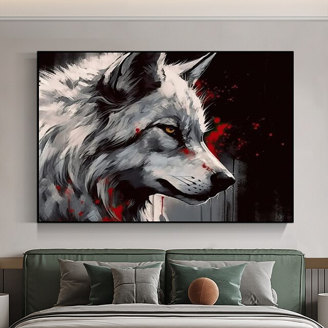  imagem abstrata de animais de inverno lobo pintado à mão pintura a óleo artesanal tela de inverno imagens de parede decoração de sala de estar abstrata moderna tela enrolada sem moldura