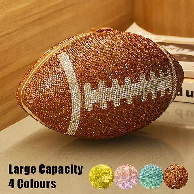 Yellow online Rhinestone Football Clutch Bag