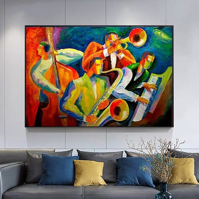  käsintehty öljymaalaus kankaalle seinätaiteen koristelu kuuluisa figuuri abstrakti musiikkikonsertti kodin sisustukseen rullattu kehyksetön venyttämätön maalaus