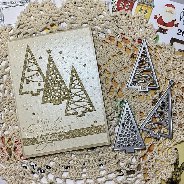 Christmas Tree Decorations Metal Cutting Dies Stencils For DIY Scrapbooking Decorative Embossing DIY Paper CardsDIY Materials