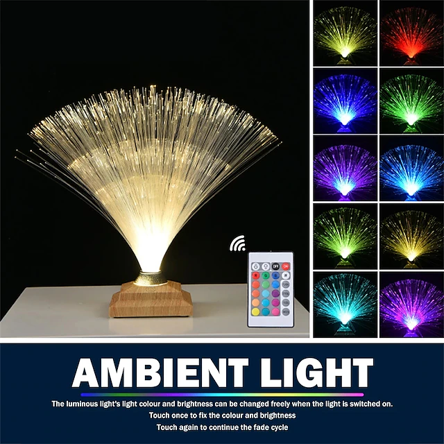 Colorful Fiber Optic Light LED Creative Touch Flash Bedroom Full of Stars Fiber Flower Atmosphere Desk Lamp USB 1PC 12