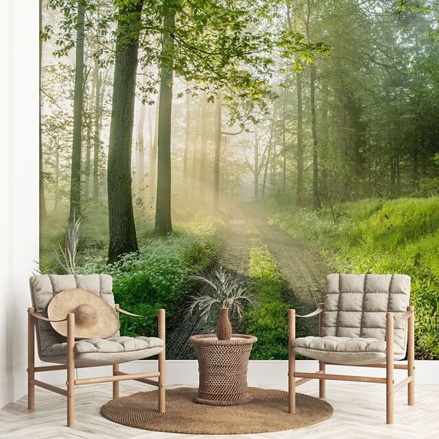 Autocollant Mural 3D Forêt Verte - Décor Amovible Et Repositionnable - Marque Romy - Fabriqué En Allemagne